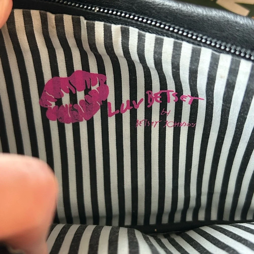LUV Betsey By Betsey Johnson Black Glitter Heart Carry-All Cosmetic Clutch